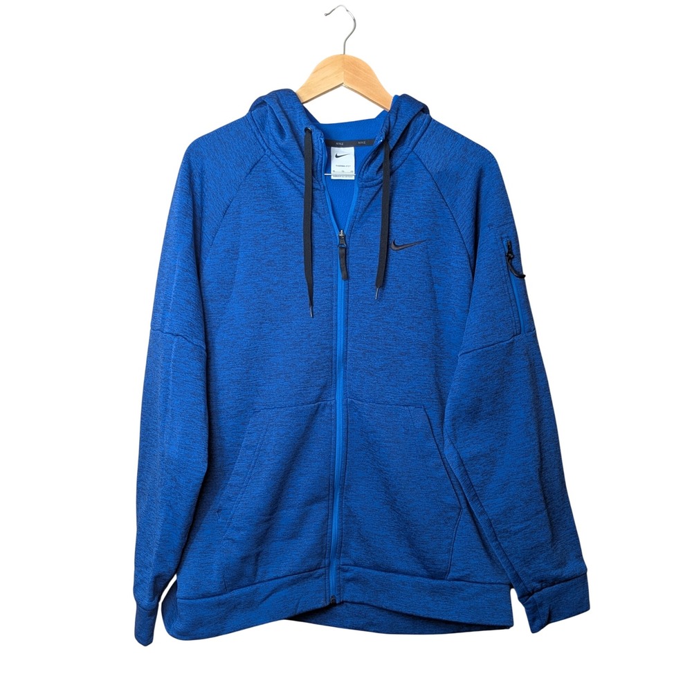 Nike Therma-FIT Hoodie Men XL Blue Full Zip DQ4830-492 Heathered Fleece